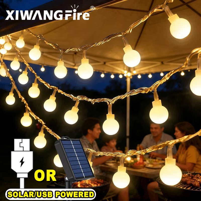 Garden Lighting Decor - 3-10M Solar/USB/Battery String Lights, Fairy Globe