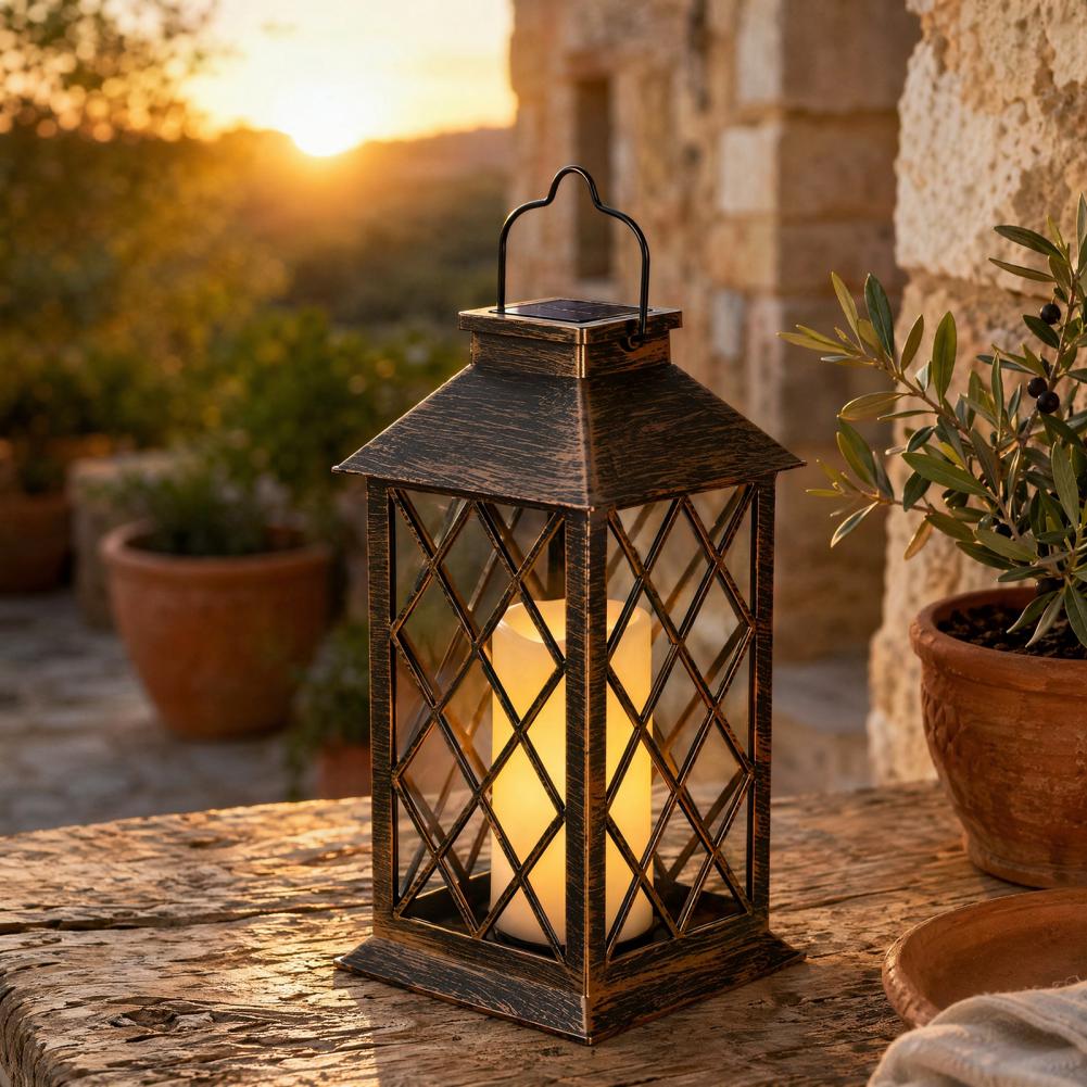 Garden Lighting Decor - Retro Solar Lantern, Outdoor Solar Candle
