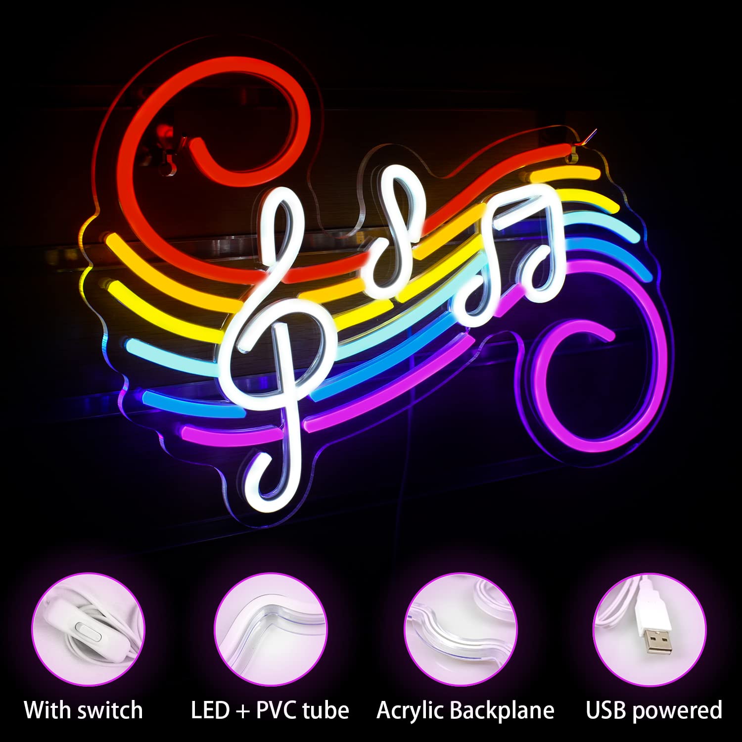 Music Notes Neon Sign Customiz - огляд і ціна Lighting Decor Wedding