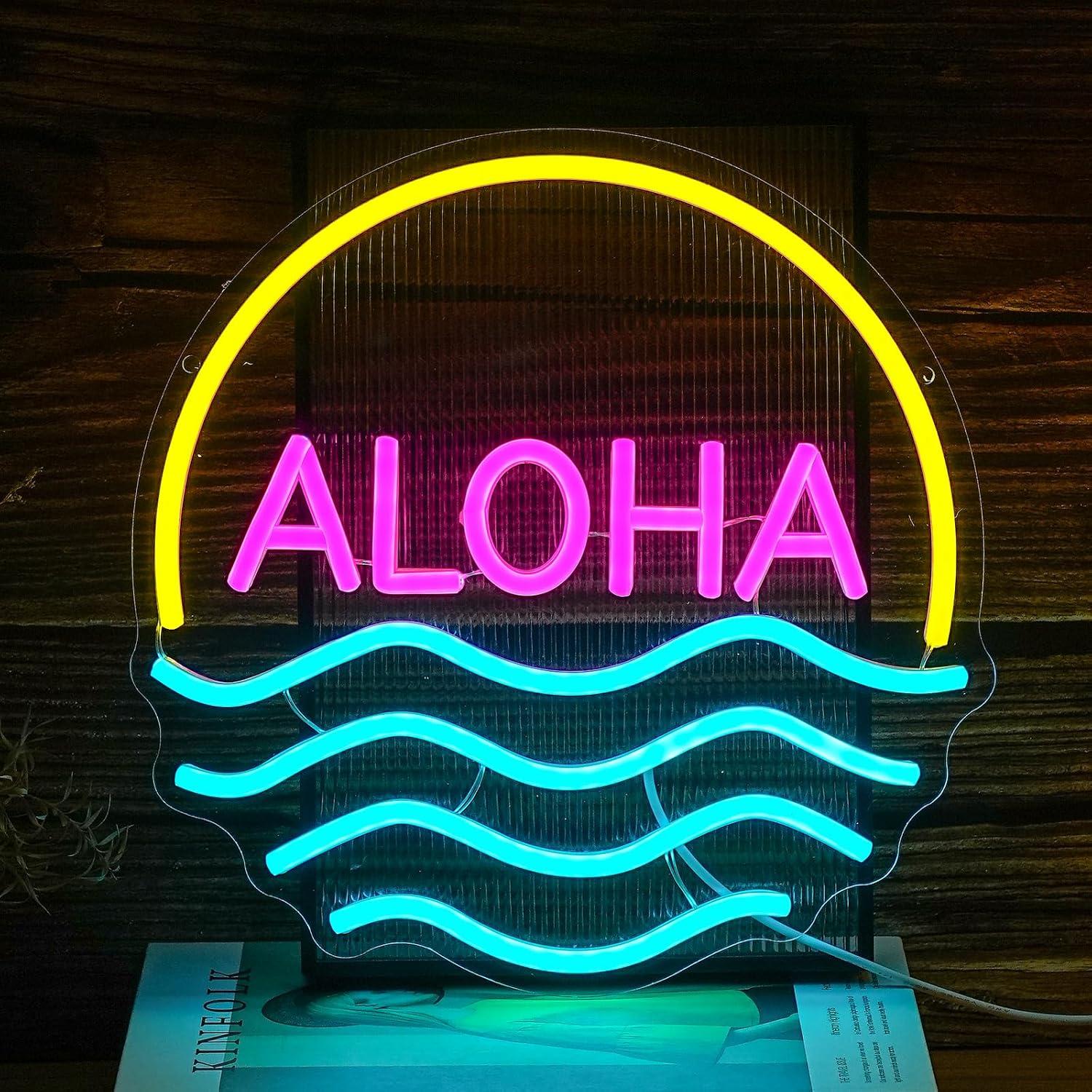 Aloha Sunset Wave Neon Sign US - огляд і ціна Lighting Decor Rentals