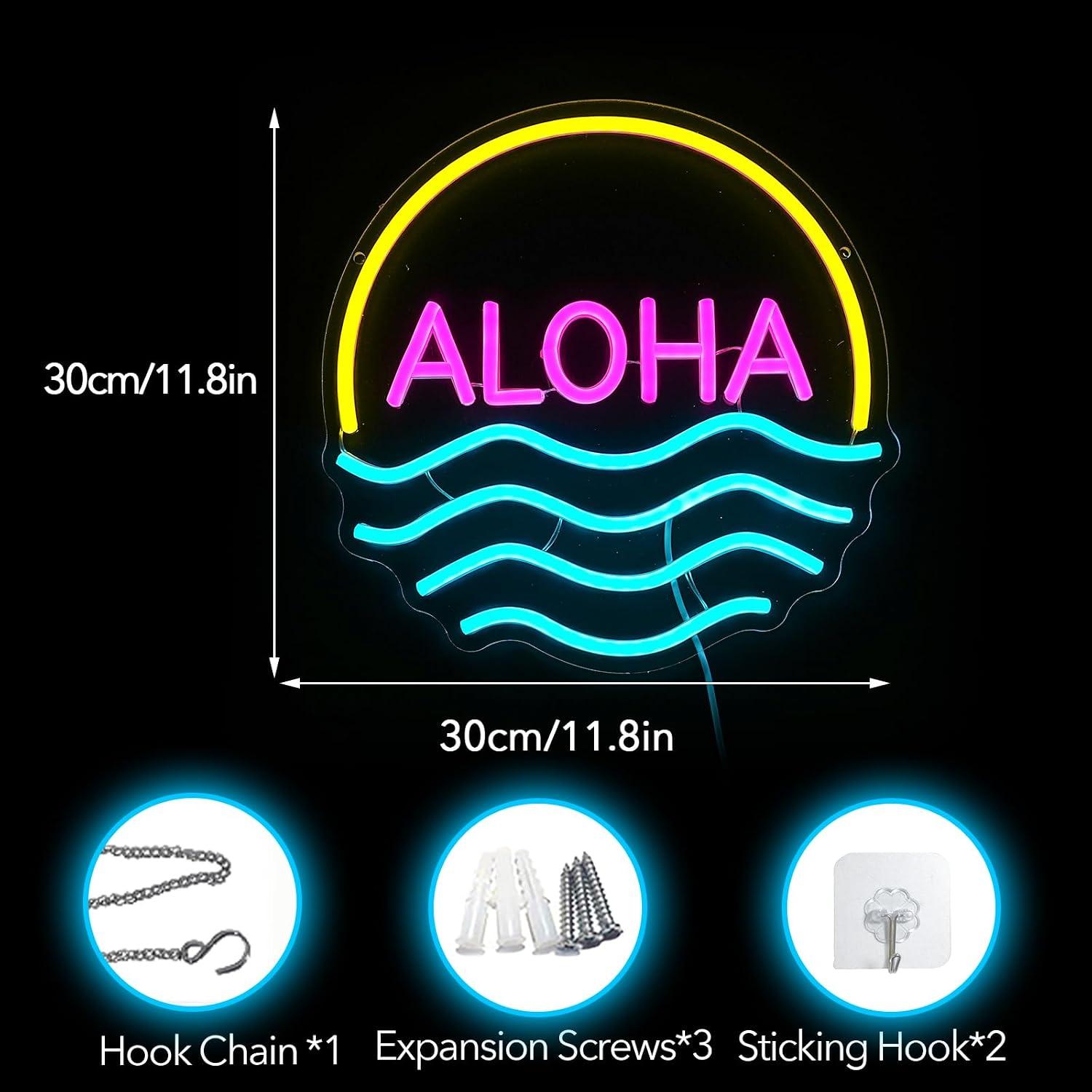 Aloha Sunset Wave Neon Sign US - огляд і ціна Lighting Decor Rentals