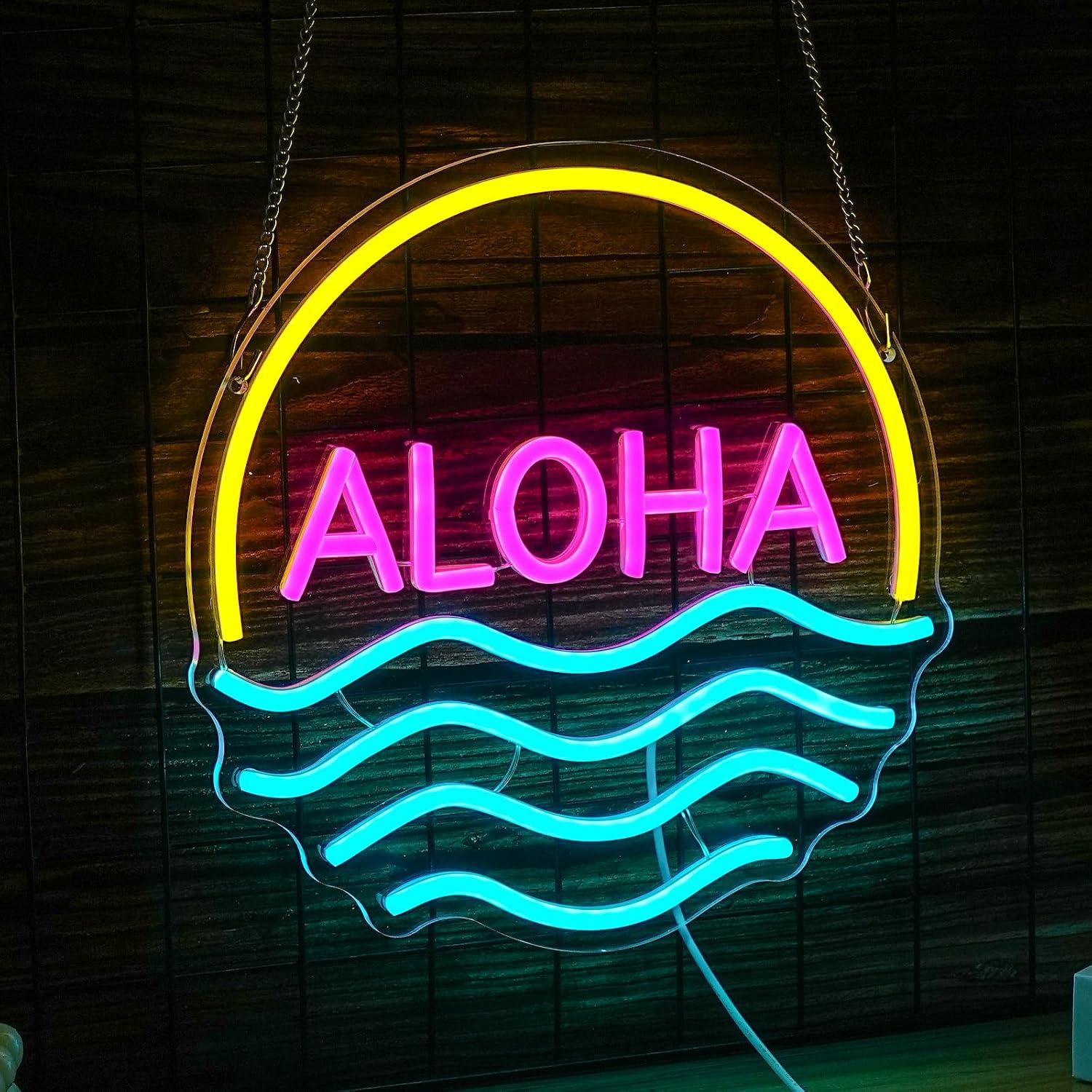 Aloha Sunset Wave Neon Sign US - огляд і ціна Lighting Decor Rentals