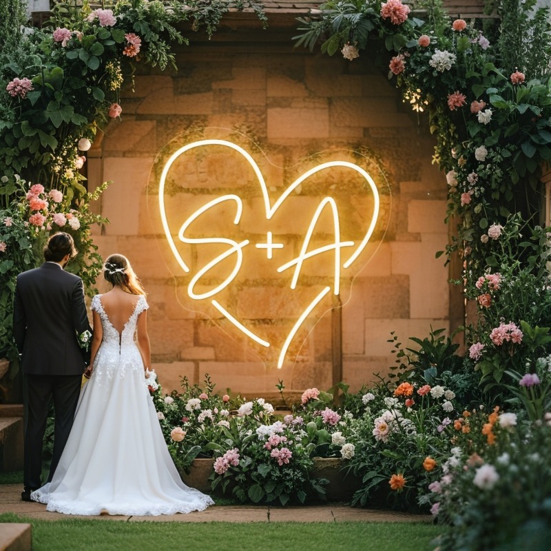 Custom Initials Heart LED Neon - огляд і ціна Lighting Decor Wedding