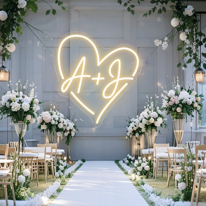 Custom Initials Heart LED Neon - огляд і ціна Lighting Decor Wedding
