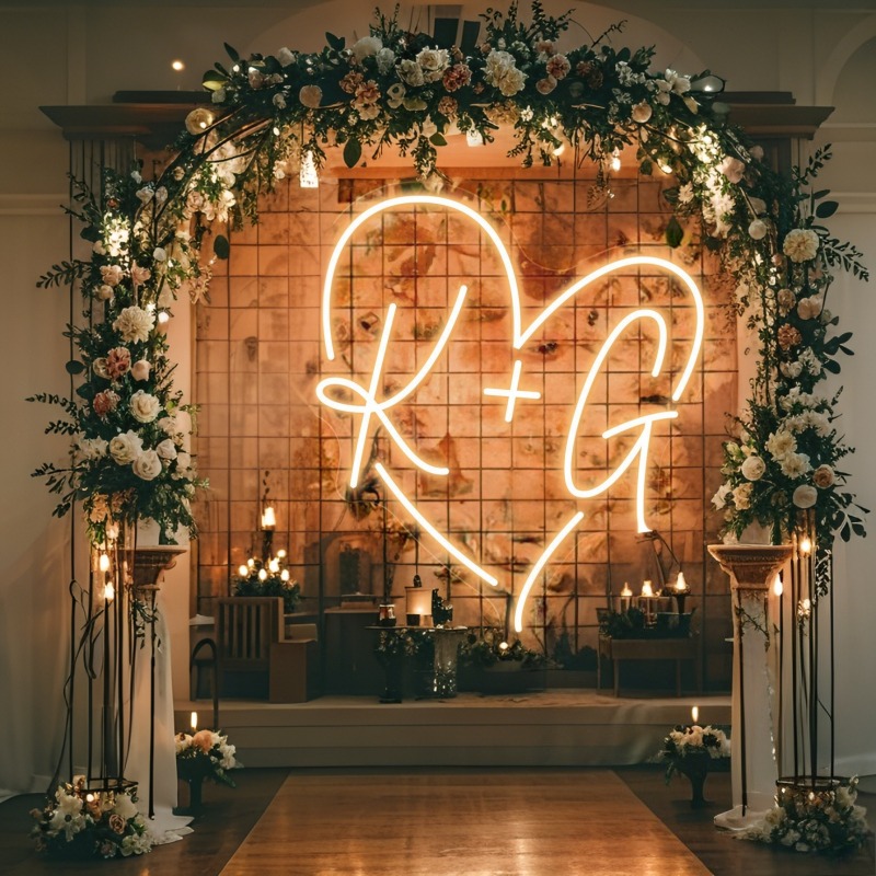 Custom Initials Heart LED Neon - огляд і ціна Lighting Decor Wedding
