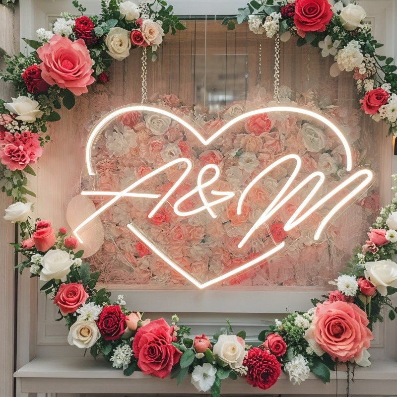 Custom Initials Heart LED Neon - огляд і ціна Lighting Decor Wedding