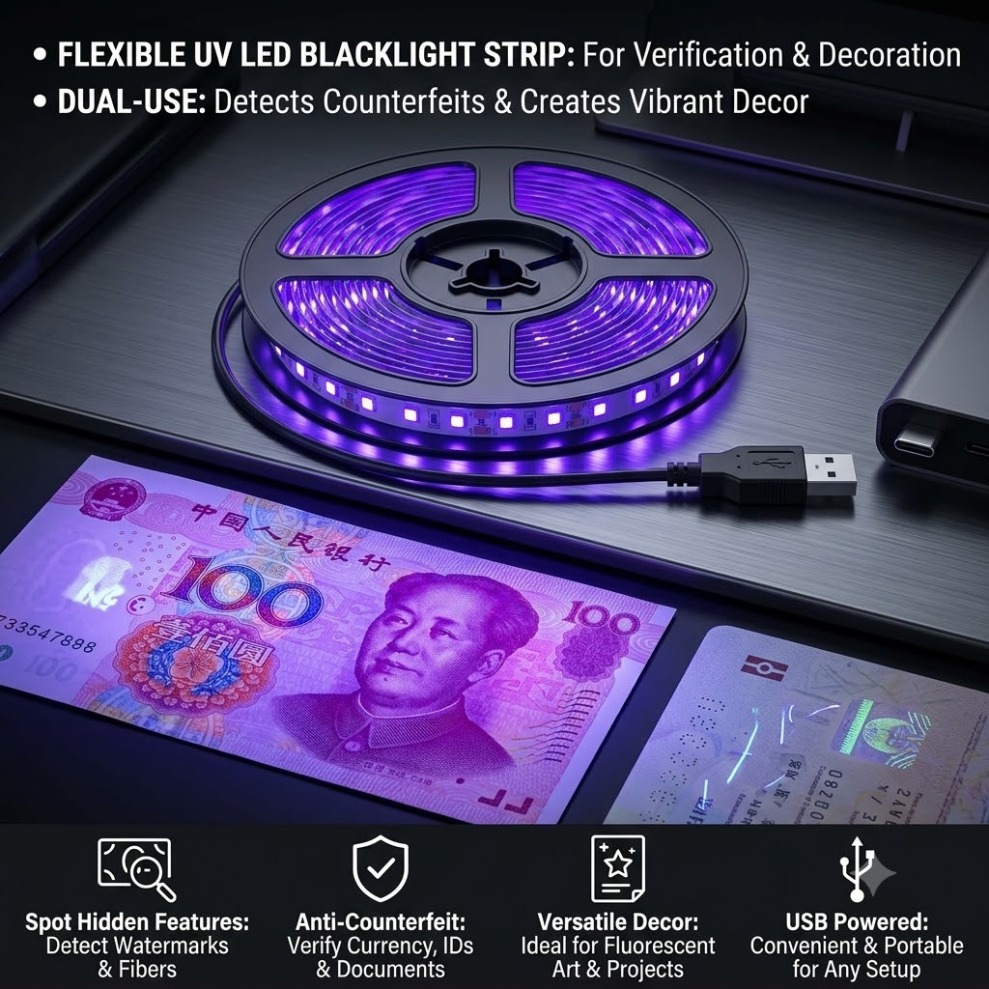 UV LED Strip SMD2835 DC5V 395- - огляд і ціна Decor Lighting Hours