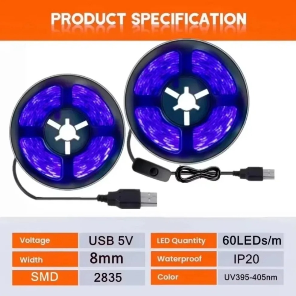 UV LED Strip SMD2835 DC5V 395- - огляд і ціна Decor Lighting Hours