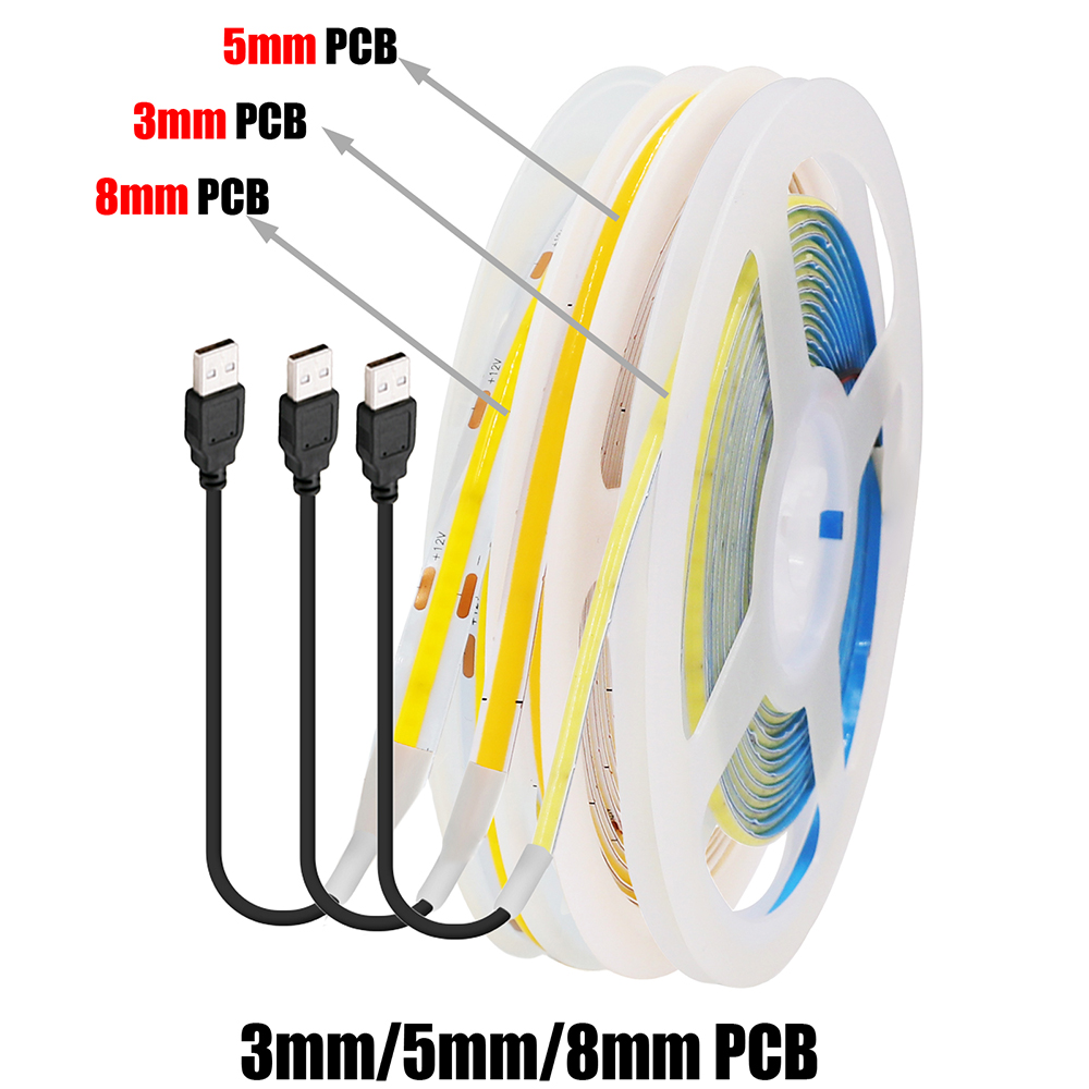 5V USB 3MM 5MM PCB COB LED Str - огляд і ціна Decor Lighting Hours